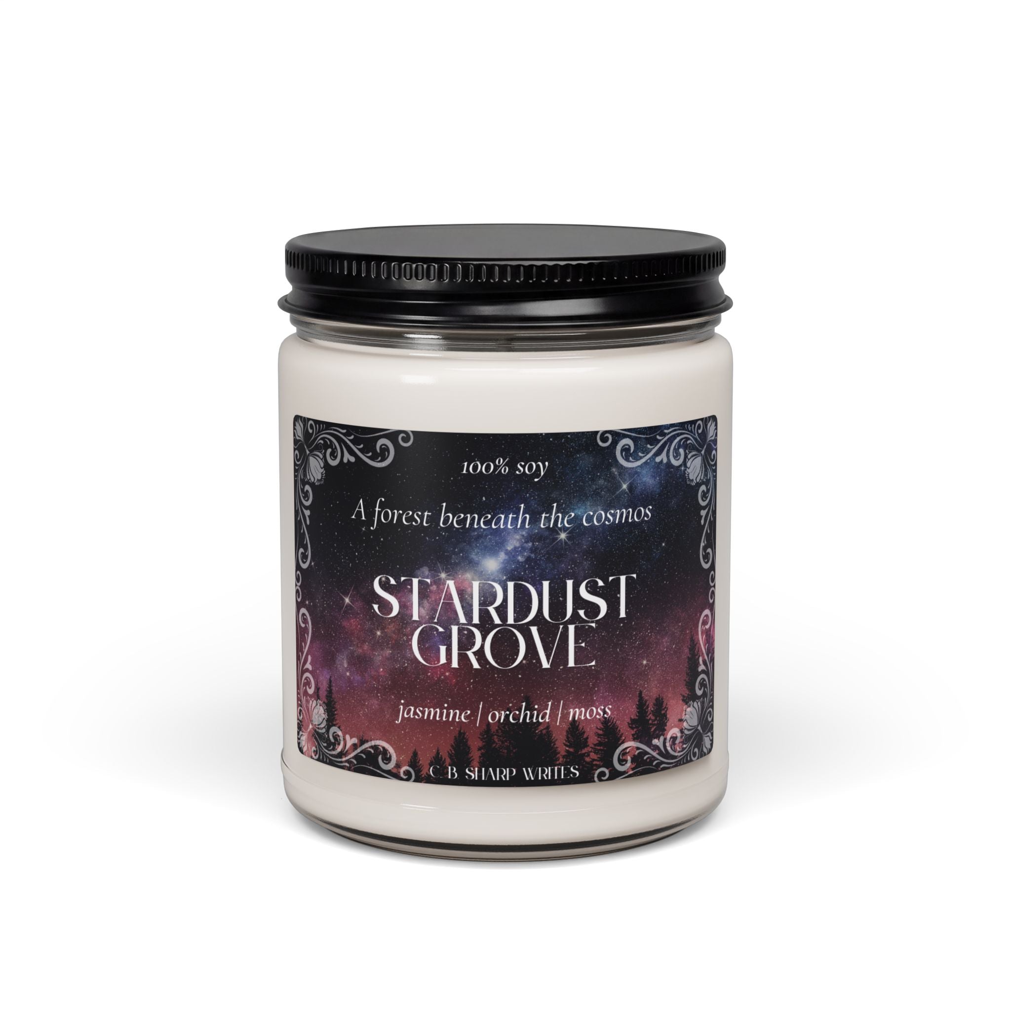 Stardust Grove Scented Soy Candle — Jasmine, Orchid & Moss (9oz)