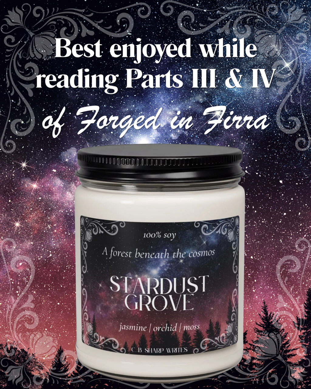 Stardust Grove Scented Soy Candle — Jasmine, Orchid & Moss (9oz)