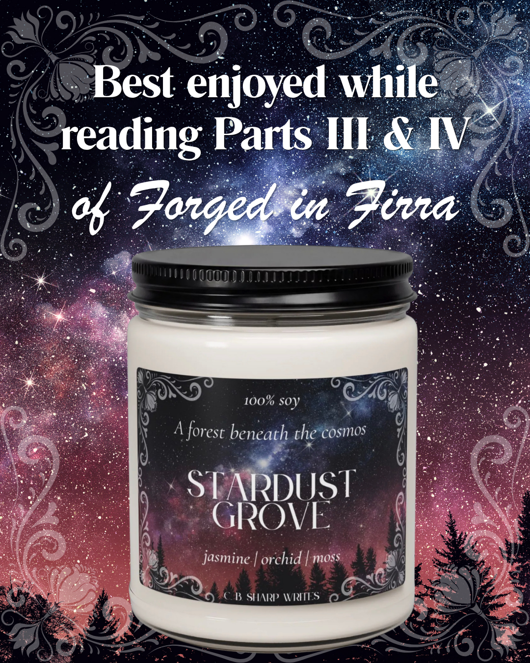 Stardust Grove Scented Soy Candle — Jasmine, Orchid & Moss (9oz)