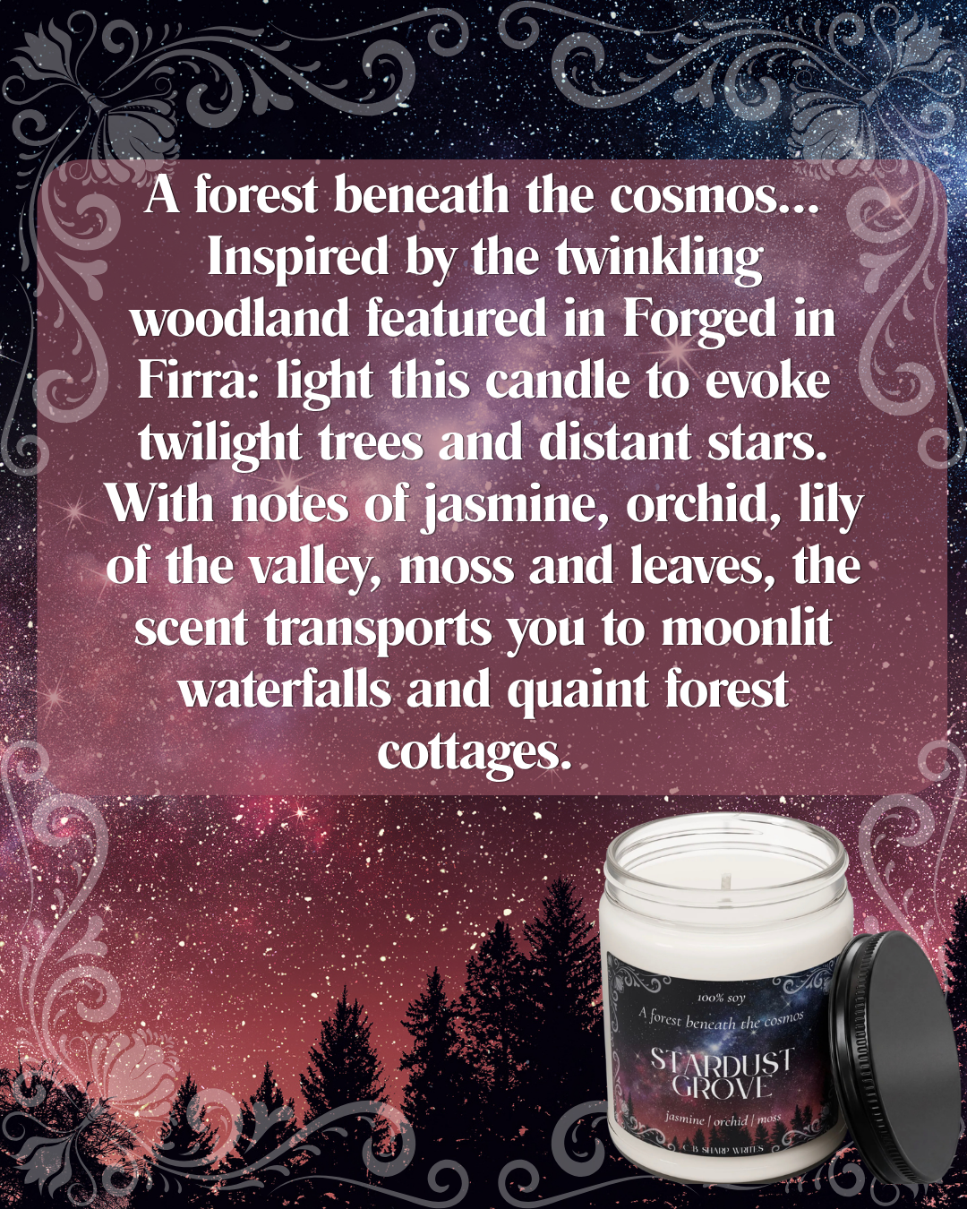 Stardust Grove Scented Soy Candle — Jasmine, Orchid & Moss (9oz)